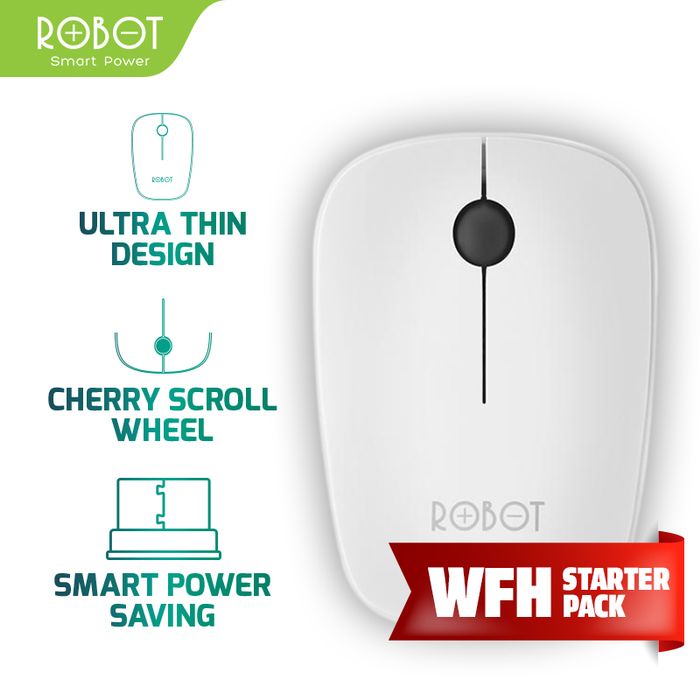 ROBOT M220 2.4G Wireless Optical Mouse - Black and white