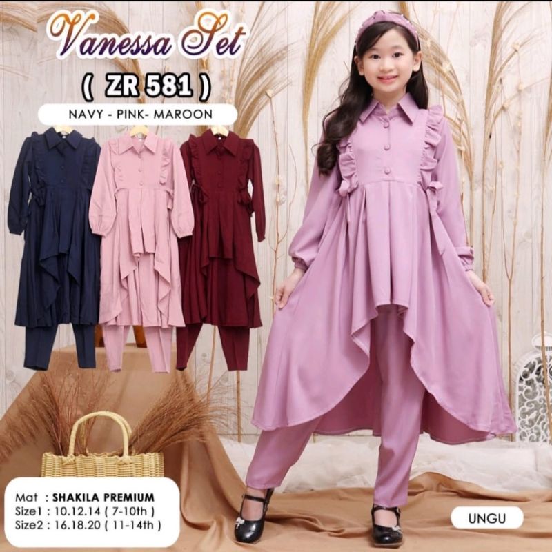 SETELAN TUNIK ANAK UMUR 7-12 TAHUN || LONG SET ANAK || SETELAN LONG TUNIK ANAK PEREMPUAN || SETELAN WANITA
