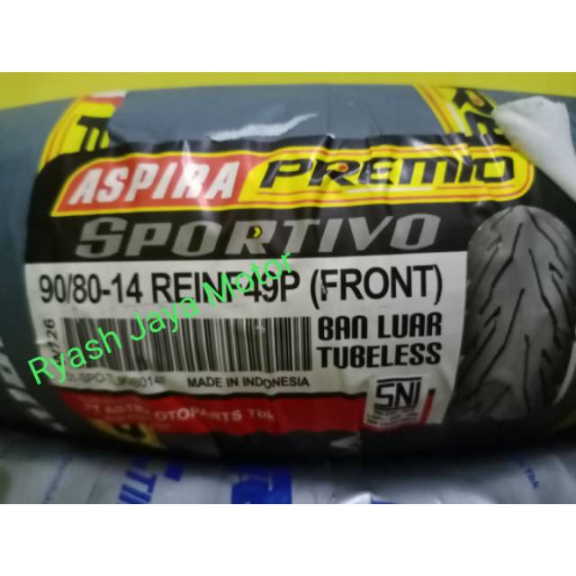 Ban Tubeless depan/belakang Aspira premio for Lexi/Vario 125/150/scoopy/spacy/beat Eps/f1/Street