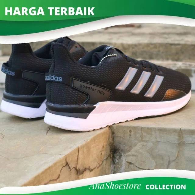 Sepatu Sneakers Adidas Questar Ride Running Casual Pria -hitam,39