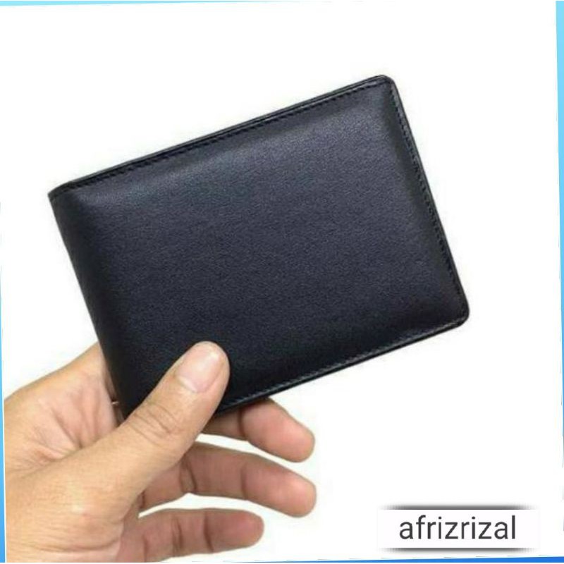 Dompet Kulit Asli Model Mini Slim Ukuran Kecil 8X10 CM Warna Hitam