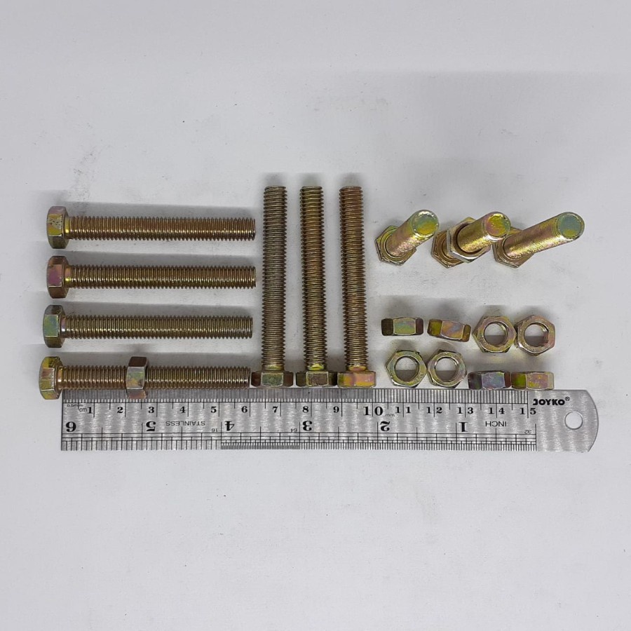 BAUT MUR KUNING M8 X 60 / BMK M8 X 60 / BAUT M8X60 KUNING / BAUT M8 / BAUT 12 KUNCI 12