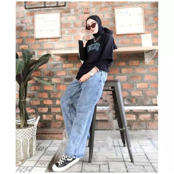 NEW!! CELANA JEANS WANITA KULOT SNOW BLUE LIPAT KEKINIAN ALA KOREA CELANA JINS HIGH WAIST KEKINIAN TIKTOP SHOP IMPORT