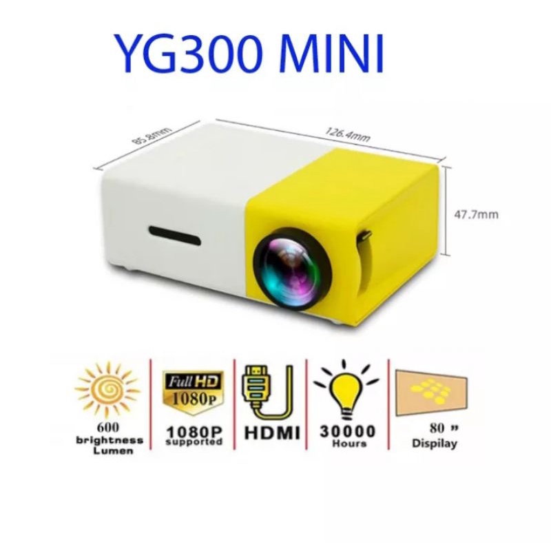 Mini Proyektor Murah LED YG300 Kuning Portable Mini, Proyektor bioskop, Proyektor Laptop