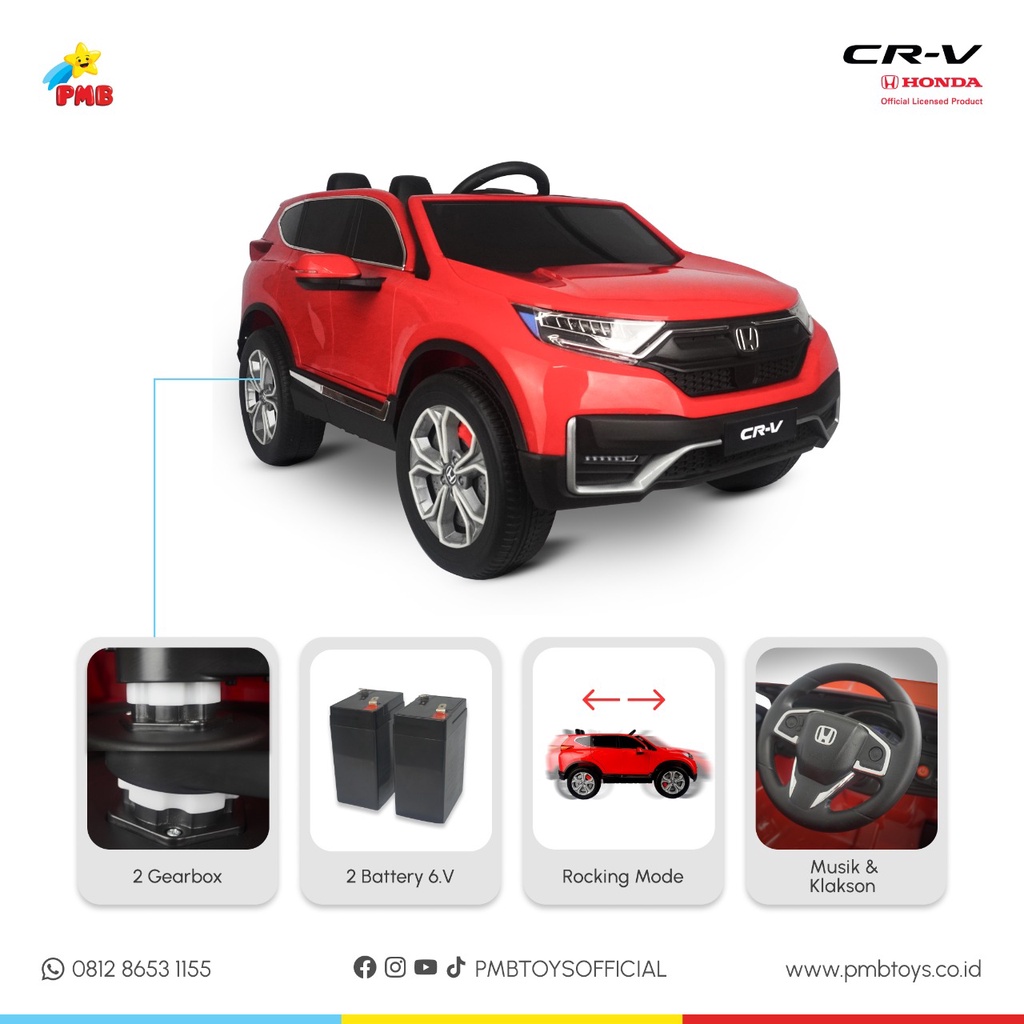 Mainan Mobil Aki Anak PMB M7788 Honda CRV M-7788 CR-V LISENSI mobilan anak murah, mobil aki, mainan anak, mobil remote