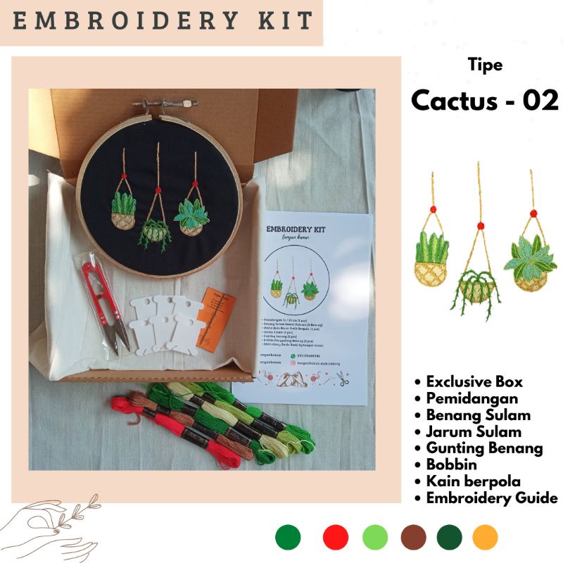 Embroidery Kit Cactus - Perlengkapan Sulam Lengkap Murah