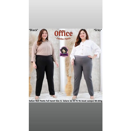 Celana Kerja Wanita Kantor Pinggang Karet High waist Jumbo Big Size Oversize  Premium