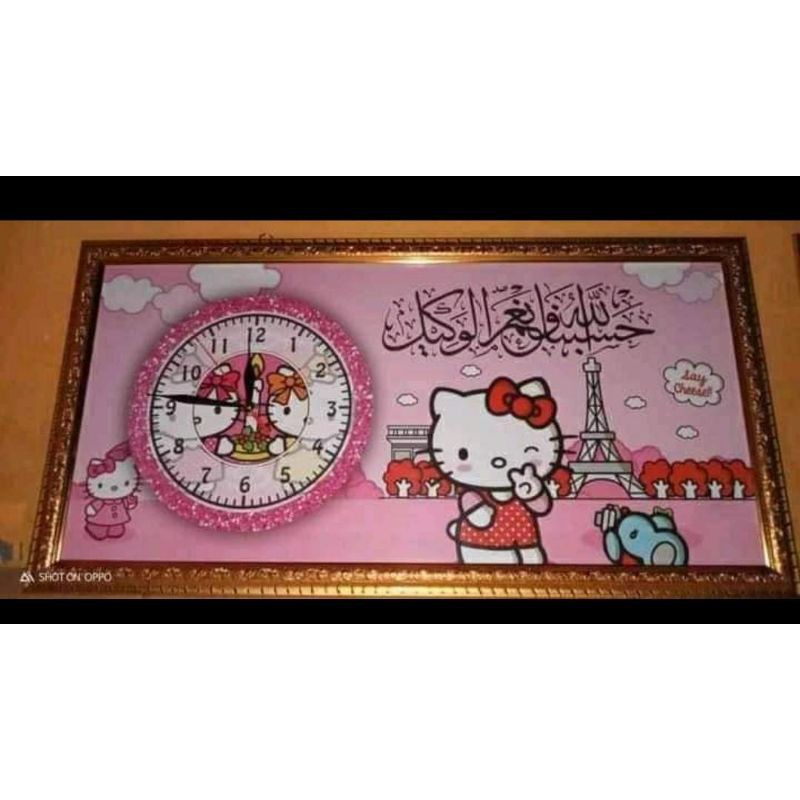 Jam Kaligrafi Motif Karakter Ukuran 35x65 Tebal 5cm Indonesia