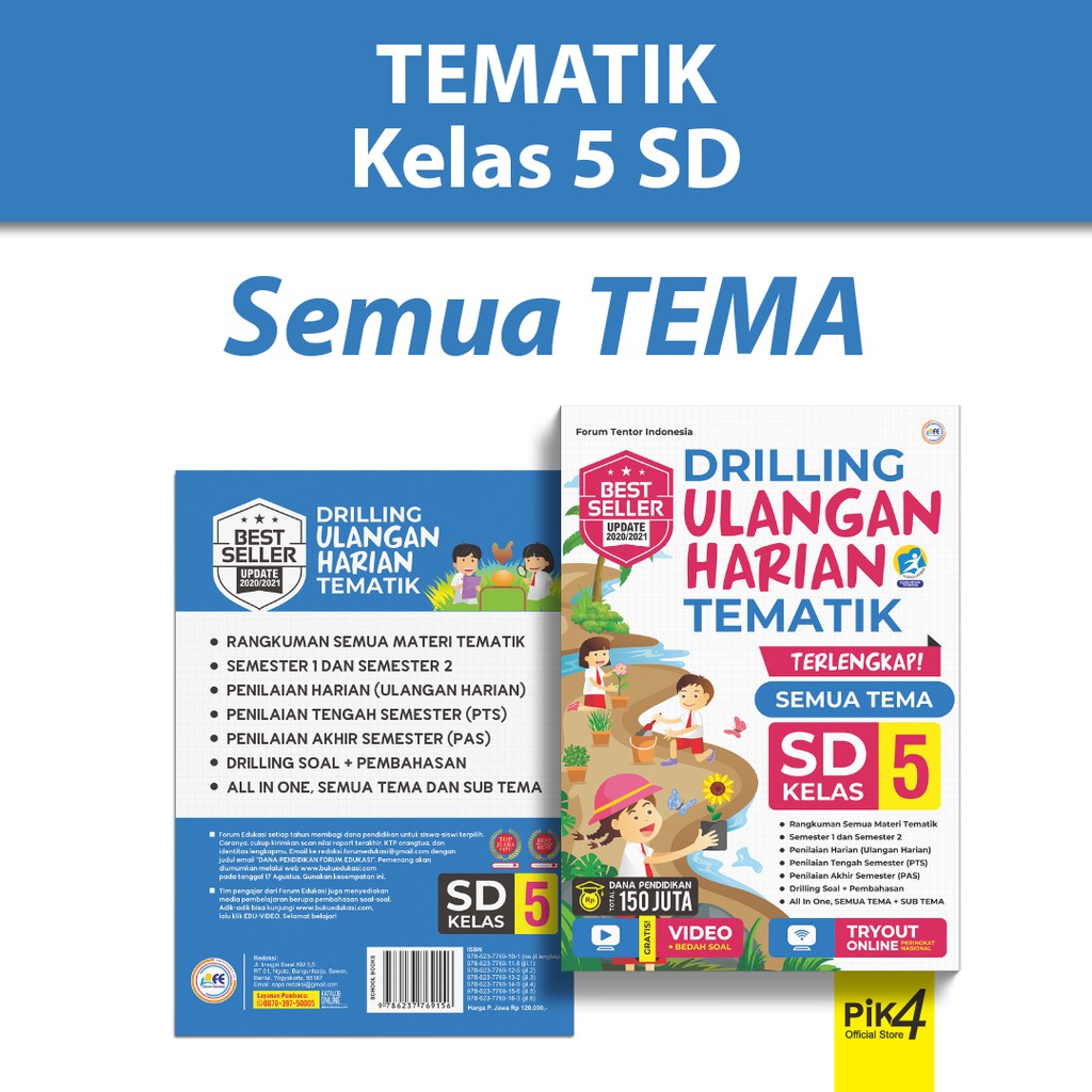 Buku drilling ulangan harian tematik kelas 5 SD MI (update dari Top Fokus) K13 untuk murid dan guru