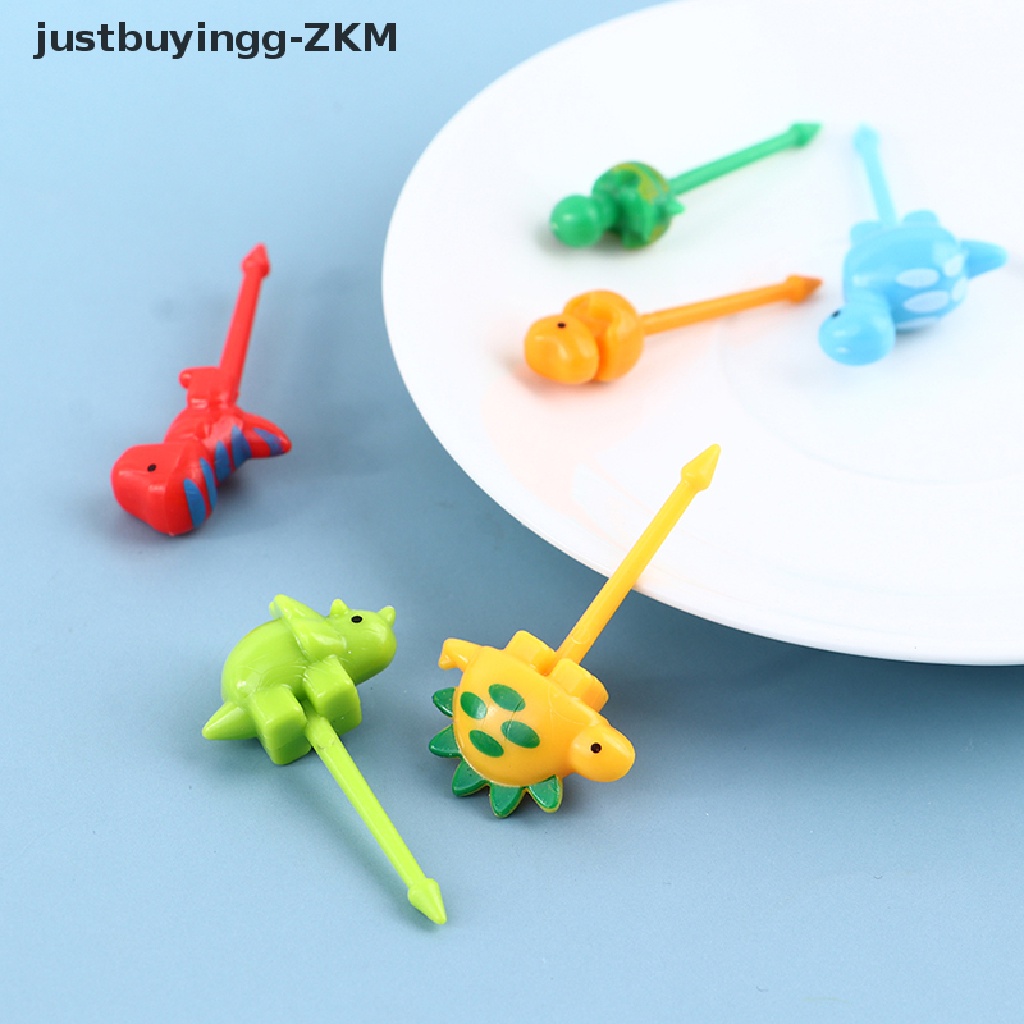 [justbuyingg] 6pcs/set dinosaur Mini Animal Cartoon Food Picks Children Snack Fruit Fork [zkm]