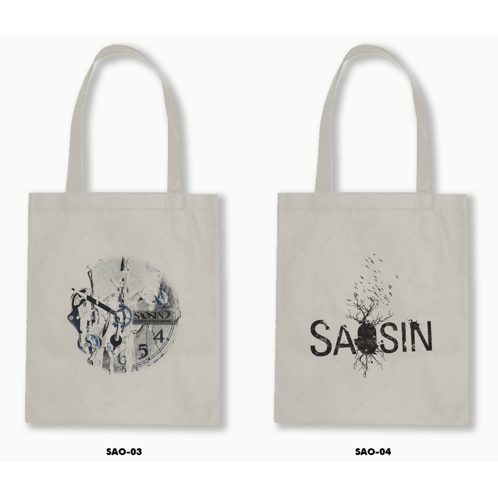 Tas Tote Bag Resleting Kanvas/Blacu  - Saosin