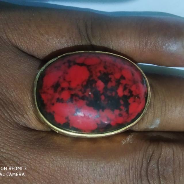 Cincin dan batu akik pirus merah