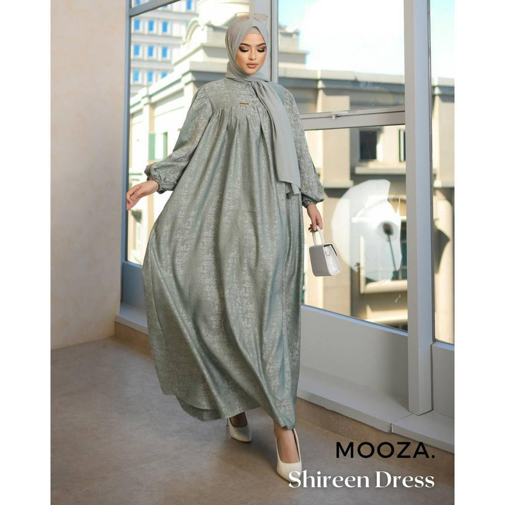 Shireen Dress - Dress Korean Style - Dress Kondangan - Jaguar Katun Import Gamis Lebaran Badan Rempel Kancing Depan Lengan Karet