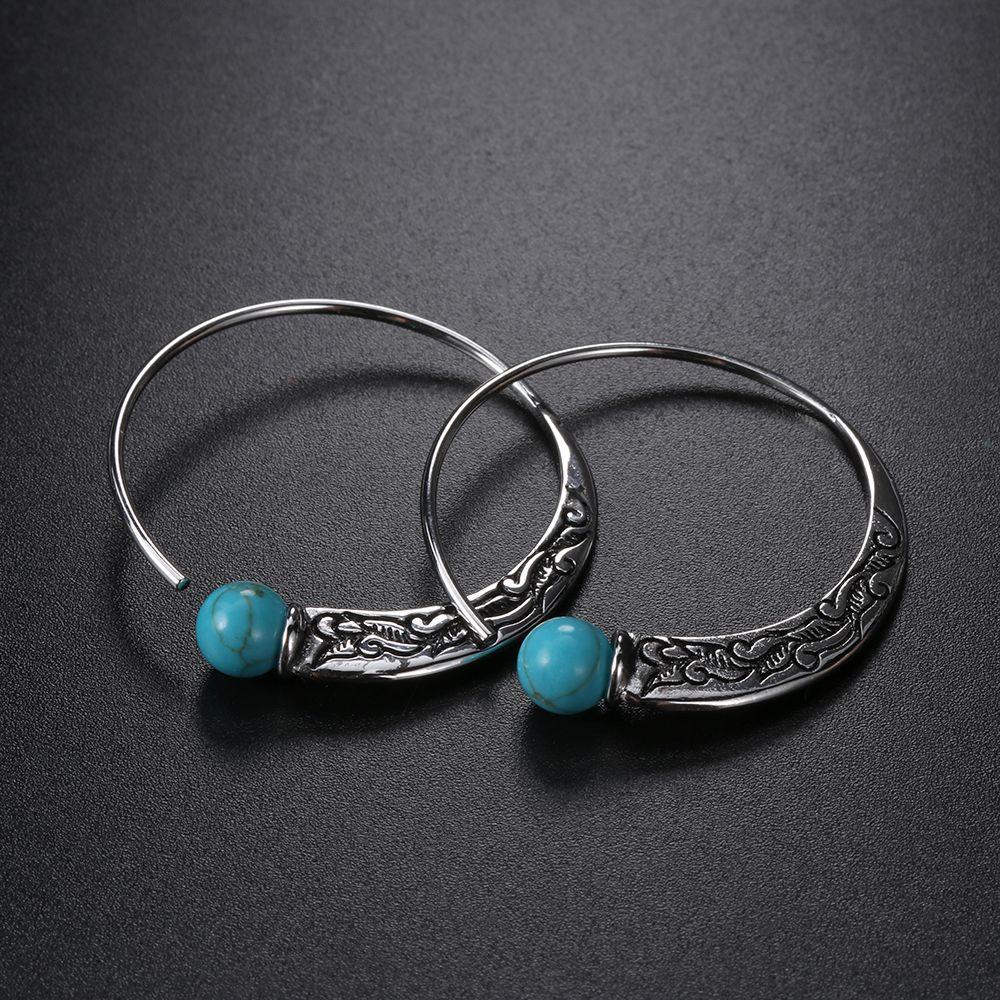 Preva 1pasang Anting Kait Turquoise Wanita Bohemian Vintage Perhiasan
