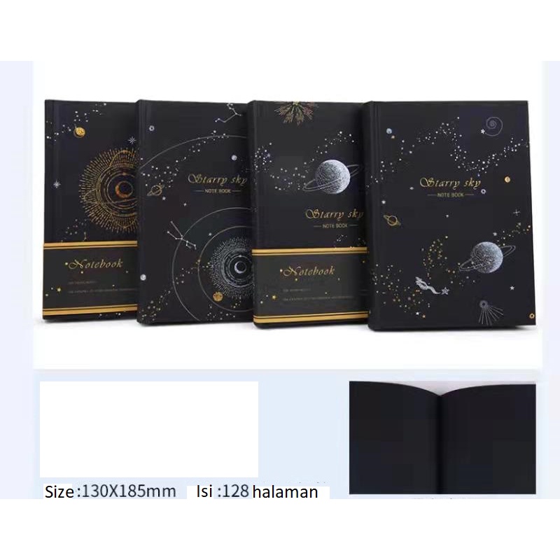 

hardcover starry sky black paper notebook