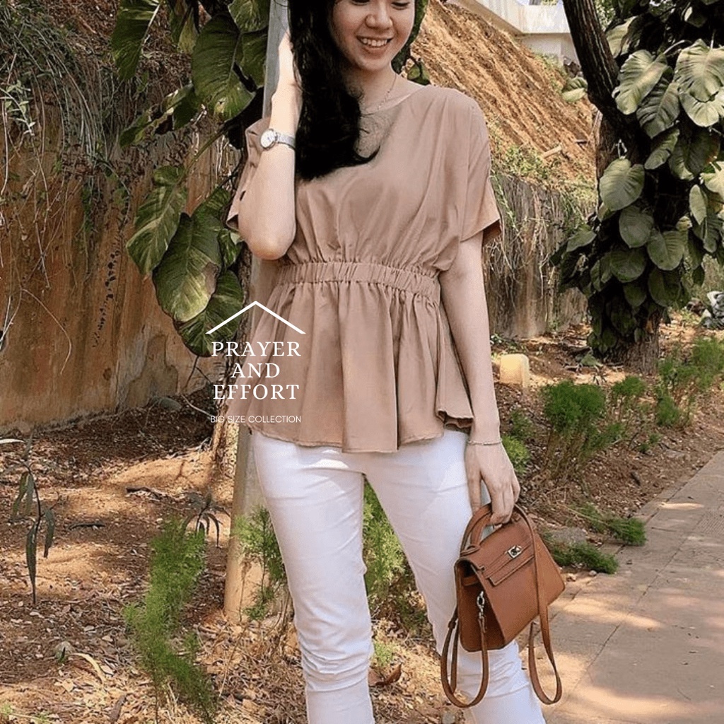 BIG SIZE XL-XXXXL/ALISHA/Baju Atasan Sabrina Irise Sabrina Crop Top Blouse Blus Korean Lengan Panjang/pendek Tangan Balon Kerut/Serut Jumbo/Big size Plus XL XXL XXXL XXXXL Sabrina Wanita/Perempuan-2