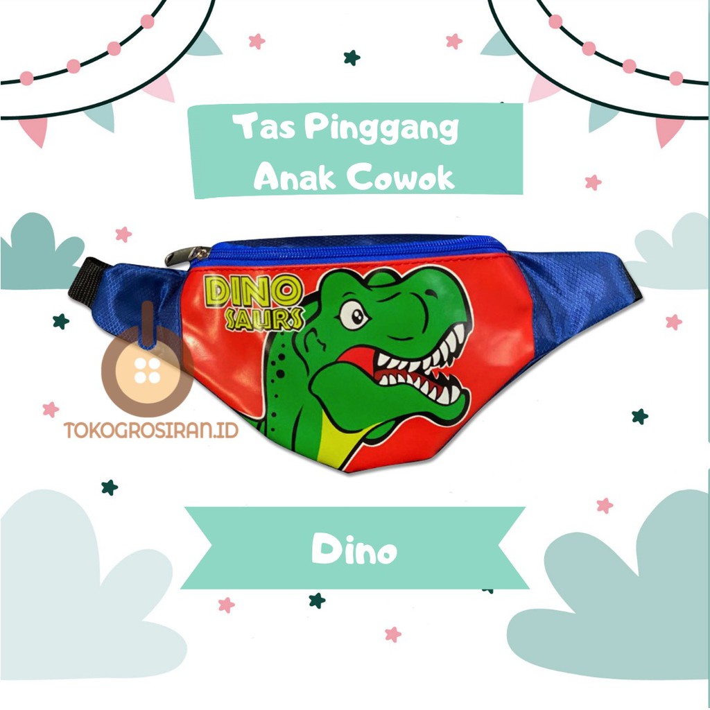 TOKOGROSIRAN.ID - TAS PINGGANG ANAK LAKI-LAKI WAIST BAG MURAH DINO KARAKTER COWOK DINOSAURUS