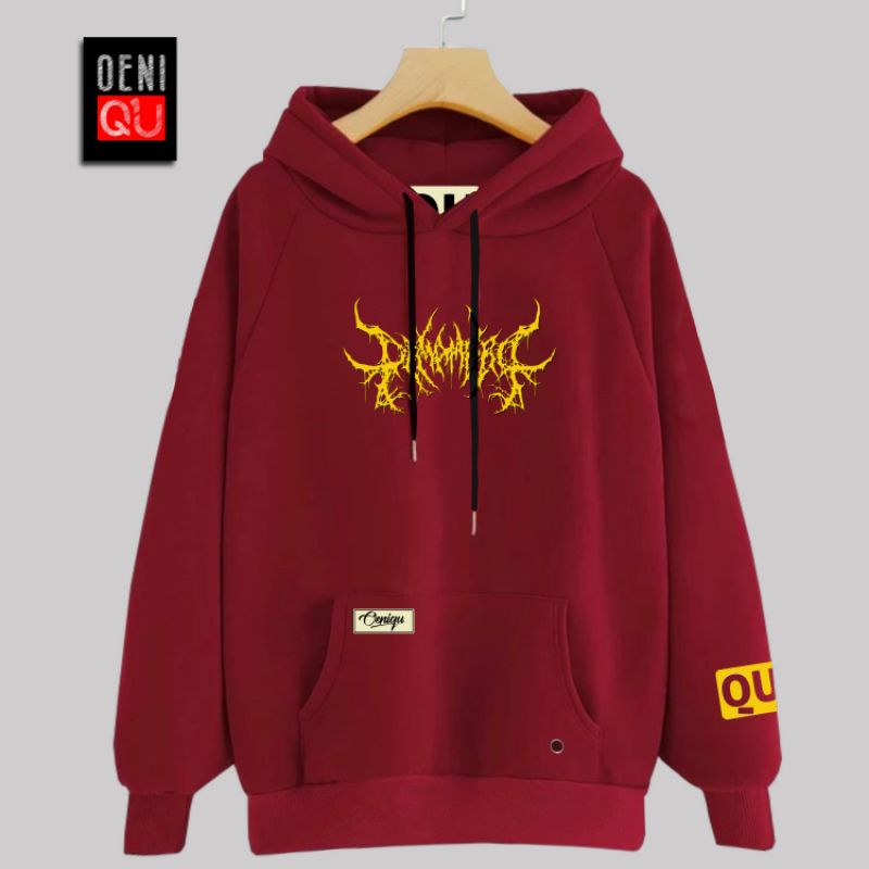 HOODIE ORIGINAL OENIQU HOODIE PRIA SIZE JUMBO L-XL-XXL-XXXL-XXXXL-XXXXXL BAHAN TEBAL MOTIF AKAR MARUN