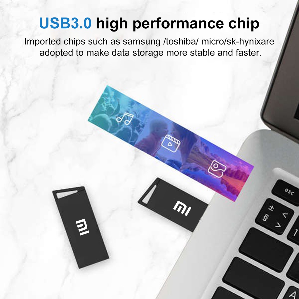 XIAOMI (Huluboy) Flashdisk USB 3.0 Kapasitas 1TB / 2TB Anti Air Dengan OTG Adapter Untuk Komputer