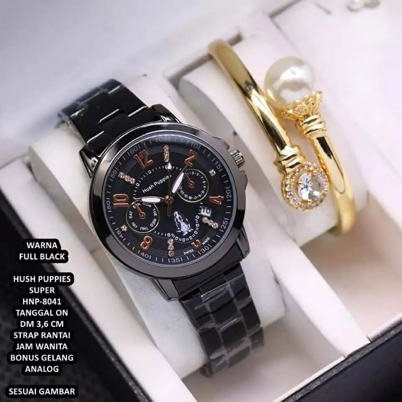 [COD] Jam tangan wanita Hush Puppies HNP-8041 Rantai Free Gelang termurah 