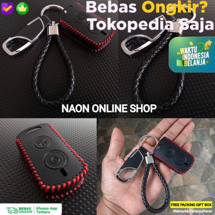 Gantungan Kunci Kulit Remot Remote Keyless Yamaha All New Nmax 2020 - KULIT SILVER, Hitam