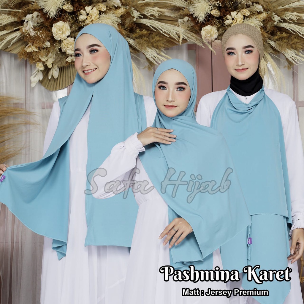 Pashmina Instan Karet Jersey Premium Hijab Instan Jersey Tali Karet Kerudung Pashmina Karet Safa Hijab