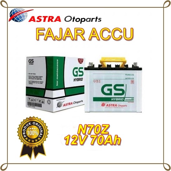 AKI GS ASTRA MOBIL MITSUBISHI L 300 DIESEL GS HYBRID N70Z / 75D31R , 75 AH