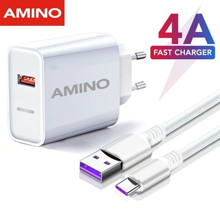 AMINO 3A 18W Qualcomm QC3.0 Fast Charger 4A kabel Type C Quick Charger - kepala charger