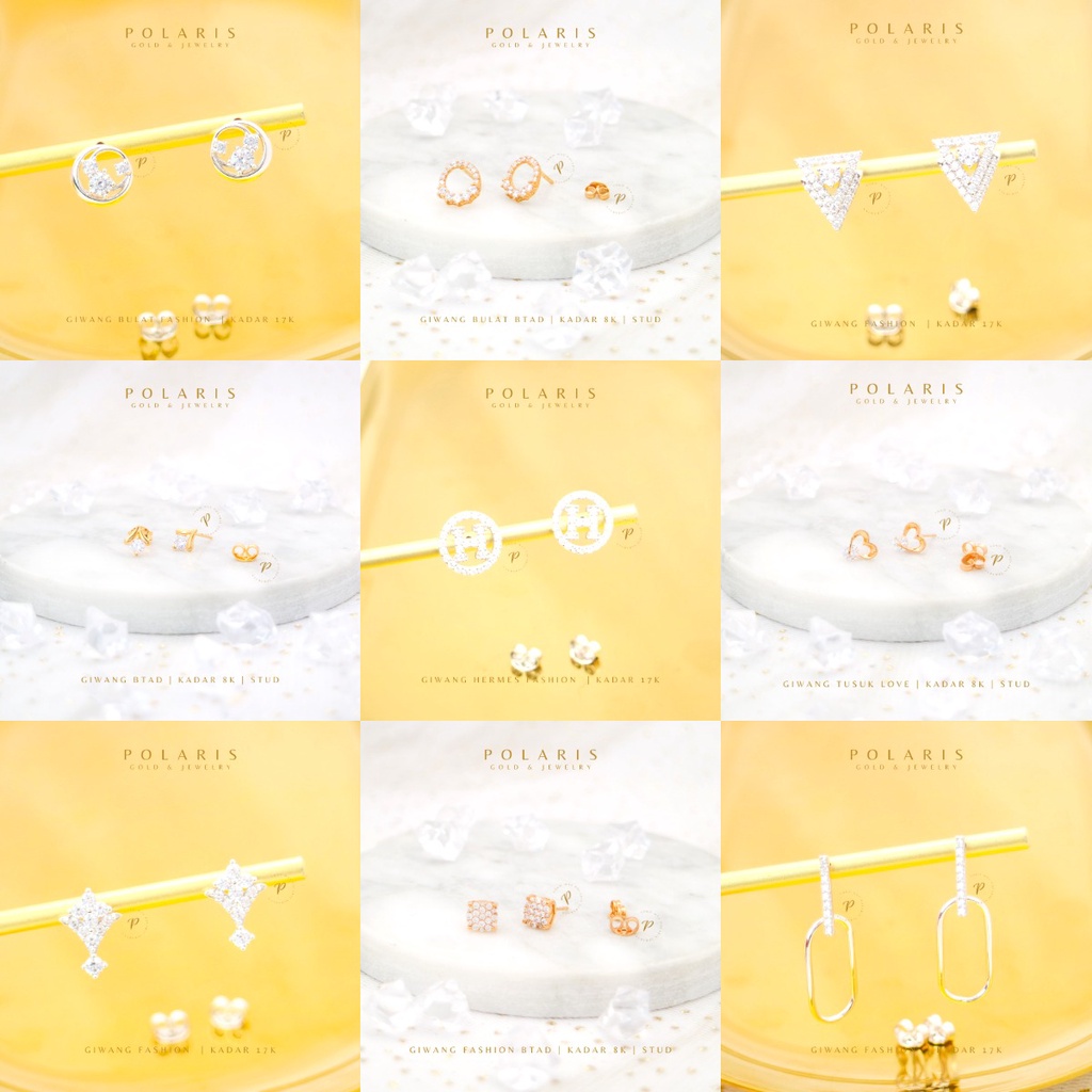 Anting Fashion New Look Perhiasan Emas Kuning Putih Perhiasan Emas Muda/Tua 8K/16K (4) AT2B