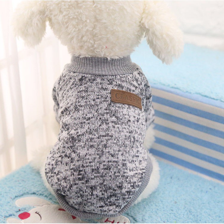 Pakaian Jaket Mantel Sweater Musim Dingin Hangat Motif Garis Ukuran S-2XL Untuk Anjing Kucing