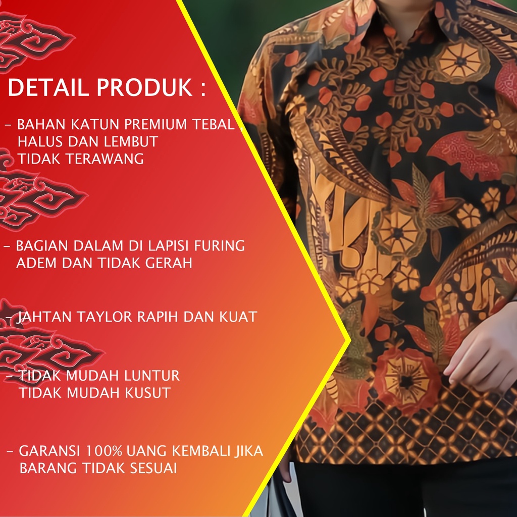 KEMEJA BAJU BATIK ALUNA KATUN JAWA SOLO FURING REGULAR PREMIUM PRIA MODERN LENGAN PANJANG PCW 100