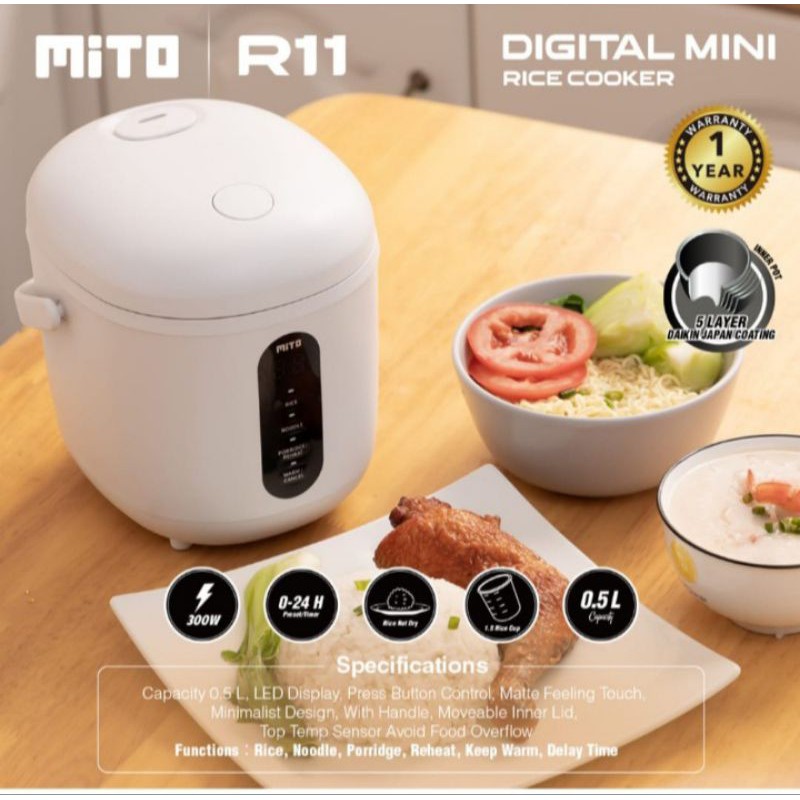 Mito R11 Rice Cooker Digital Mini 0,5 liter Japan Quality Free Paking Super Aman