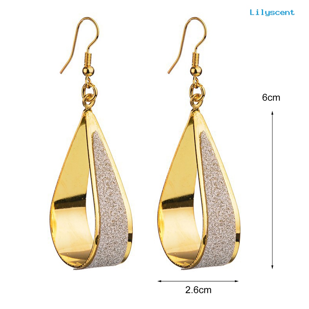 Anting Kait Bentuk Tetesan Air Model Hollow Bahan Alloy Untuk Pesta Pernikahan