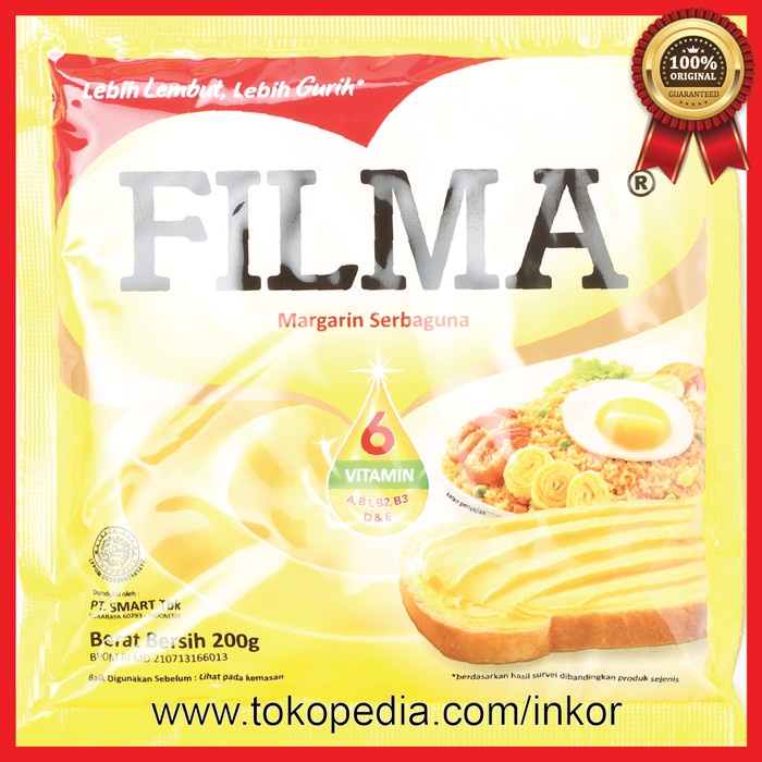 

FILMA MARGARIN GURIH SERBAGUNA VITAMIN A B1 B2 B3 D E POUCH 200GR