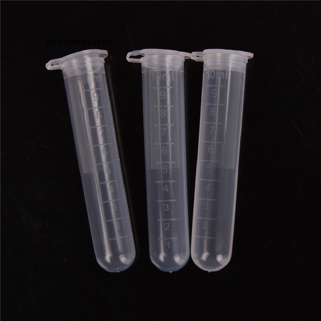 【seasonoun】 20Pcs 10ml Plastic Centrifuge Lab Test Tube Vial Sample Container with Cap .