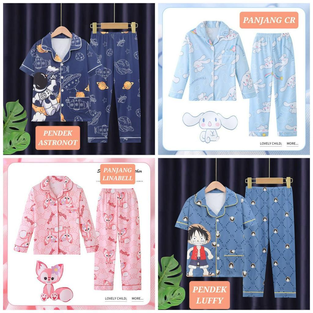 BAJUKIDDIE PIYAMA ANAK LENGAN PANJANG PENDEK BAJU TIDUR IMPORT LUCU ADEM NYAMAN FASHION