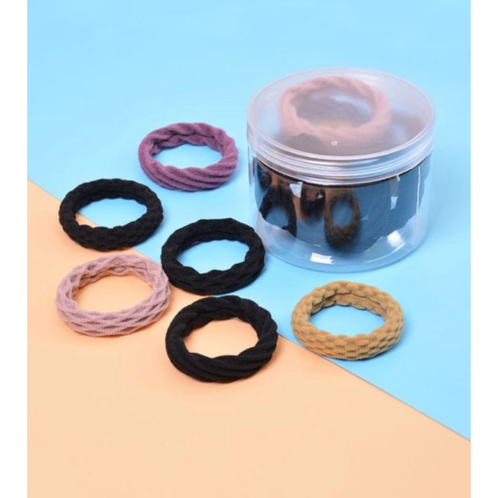 [ COD ] 20pcs IKAT RAMBUT KOREAN STYLE MOTIF / GELANG KARET RAMBUT / TALI RAMBUT ELASTIS MULTICOLOUR-20pcs MiX + Toples