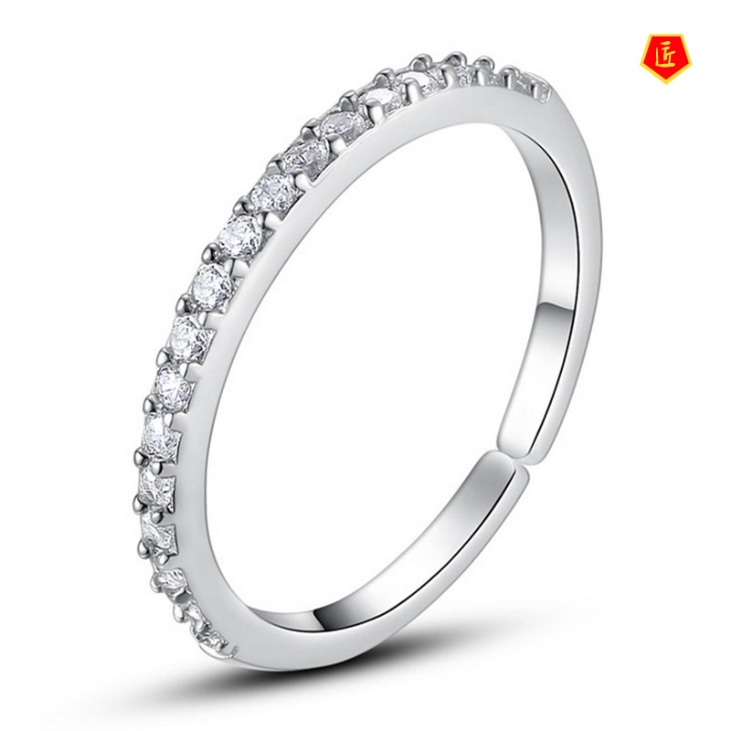 [Ready Stock]Simple Korean Style Single Row Full Diamond Ring