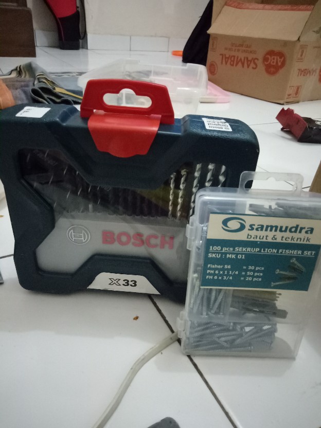 Mata Bor Besi Kayu Beton Bosch 33 Pcs X-line & 100 Pcs Sekrup Fischer