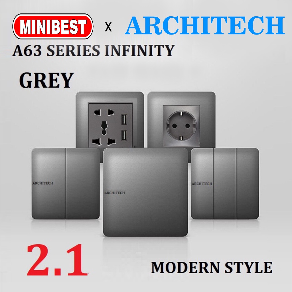[MB] SAKLAR INFINITY GREY A63 ARCHITECH /STOP KONTAK/ SAKELAR/ CETEKAN SAKLAR RUMAH