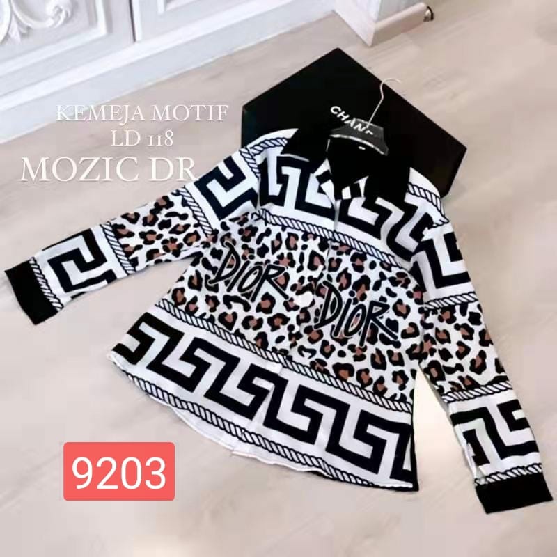 Yoirashoppu 120522 - MS Kemeja silk leopard DIOR #9203 Bahan silk IMPORT detail dipic