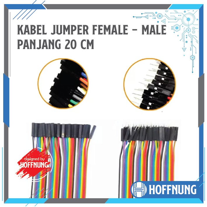 Kabel Jumper Pelangi Arduino Male To Female 20cm Dupont M - F