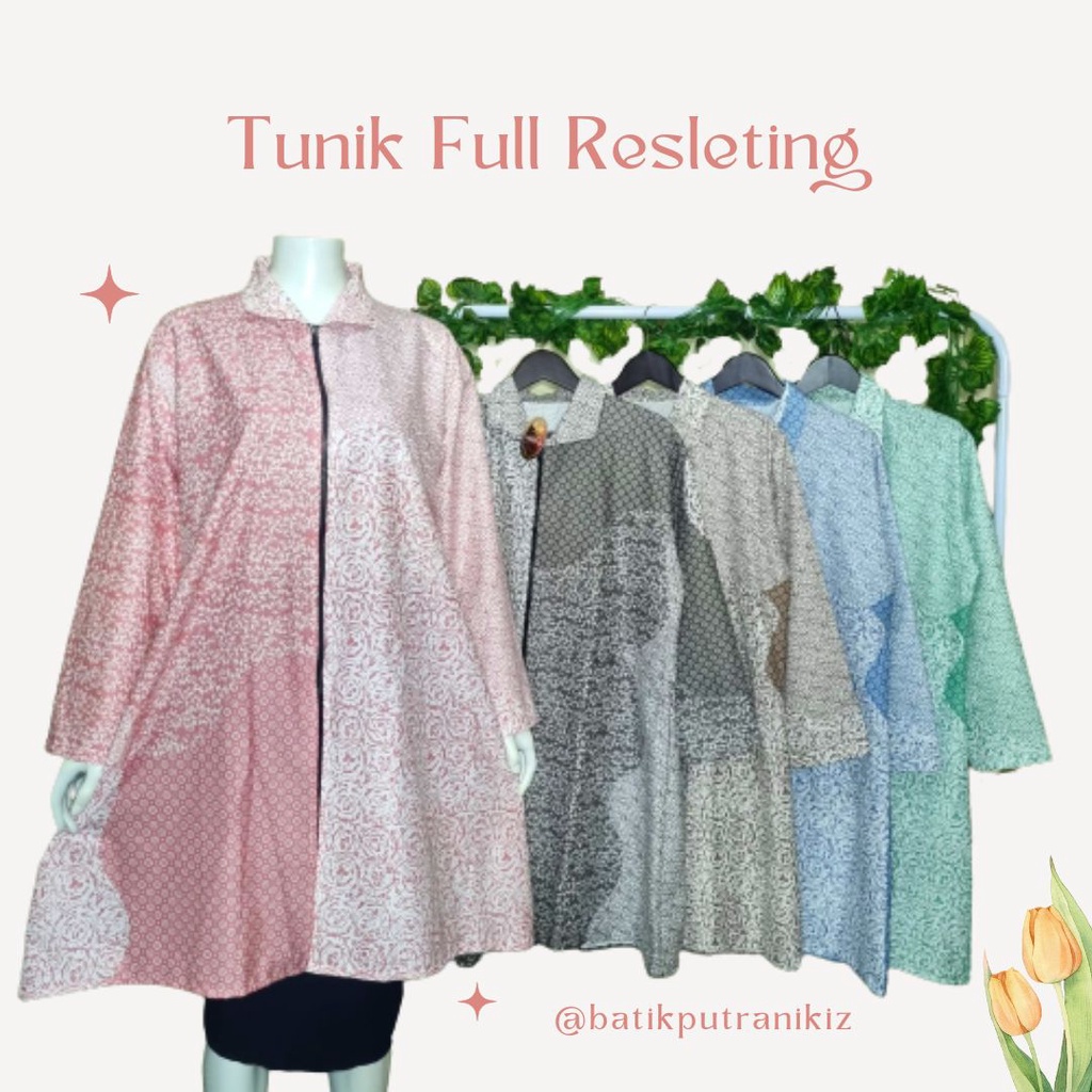 Tunik Batik Setelan Atasan Yukensi Panjang Wanita Katun Modern (COD)