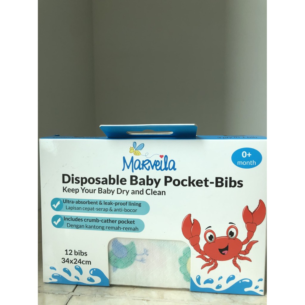 Marveila Disposible Baby Pocket / Bibs Celemek Makan Anak