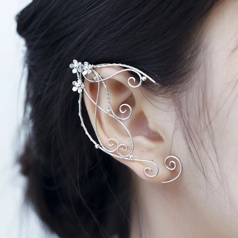 Anting Klip-on Desain Sayap Peri Filigree Untuk Kostum Cosplay