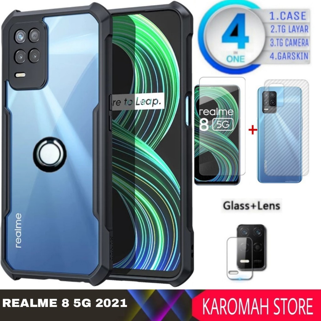 Case Realme 8 5G Shocprof Cincin Rinkg+Tg Bening+TG Camera+Garskin
