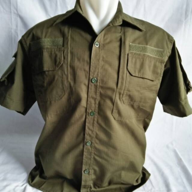 Kemeja helicon/tactical/short sleeve pendek ijo army ripstop cotton