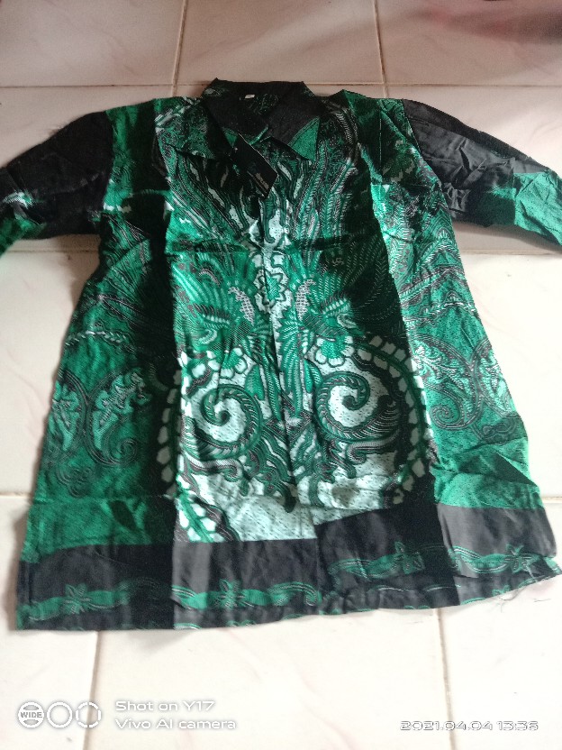 Trolistore Grosir Kemeja Batik Pria Cowok Lengan Panjang Warna Biru Hijau Merah Motif Asmarandana