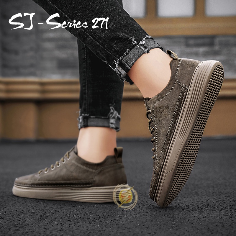 {JWALK} (FREE BOX &amp; KAOS KAKI) Sepatu Sneakers Pria Kulit Sintetis Casual Trendy Semi Formal bisa untuk kerja kualitas import premium (271)