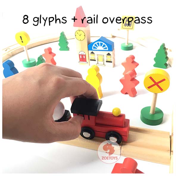 Zoetoys Rail Overpass 8 Glyph Track | Wooden Track Race Railway Pretend Play Toys | Kereta Balok Kayu Mobil mobilan Lalu Lintas | Edutoys | Mainan Set Cari Kado Natal